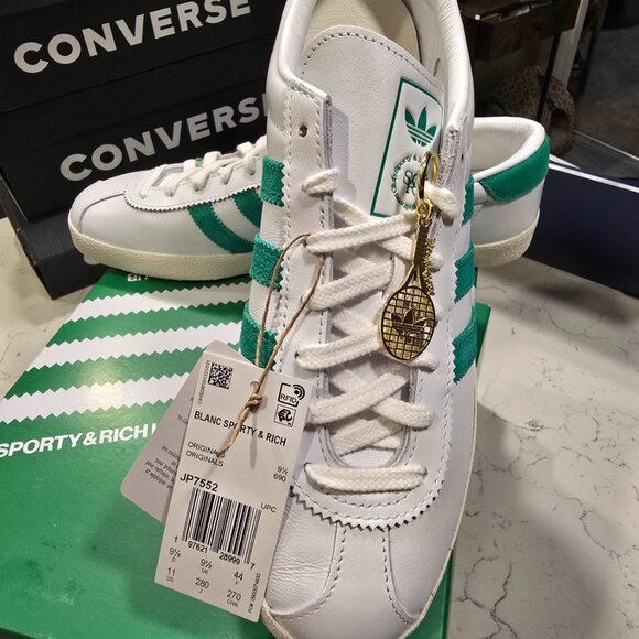 ADIDAS x Sporty & Rich Mens Size 10 US RARE Blanc Sneakers White & Green NEW - Picture 2 of 10